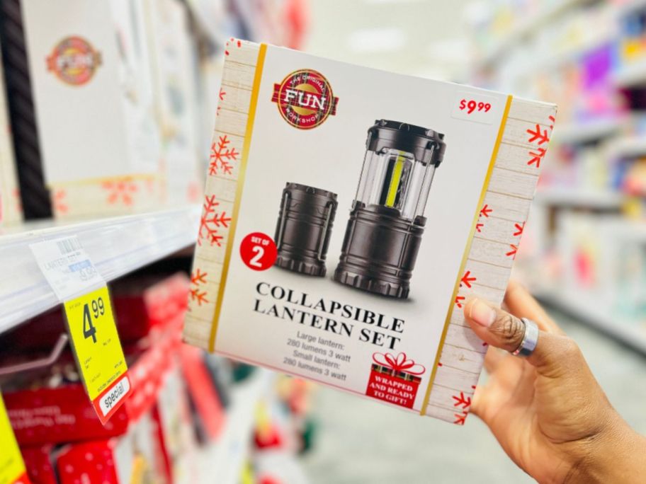 Collapsible Lantern Set box in hand in store