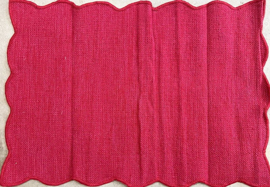 red layering doormat with wavy edges