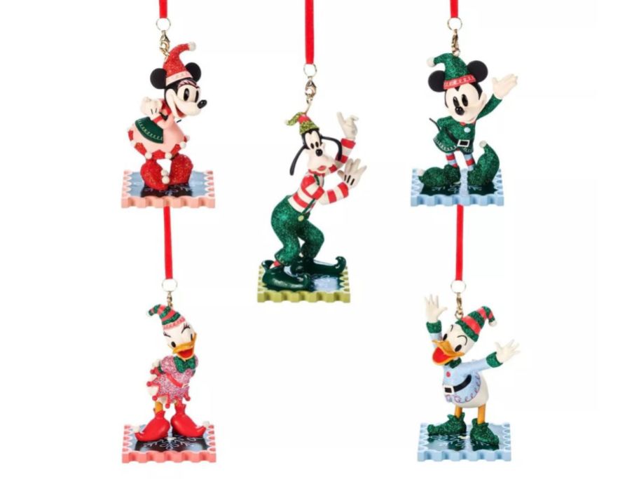 Mickey Mouse & Friends Disney 5-Piece Sketchbook Christmas Tree Ornament Set stock image