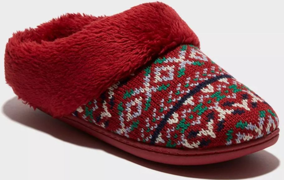 a womans knit slipper