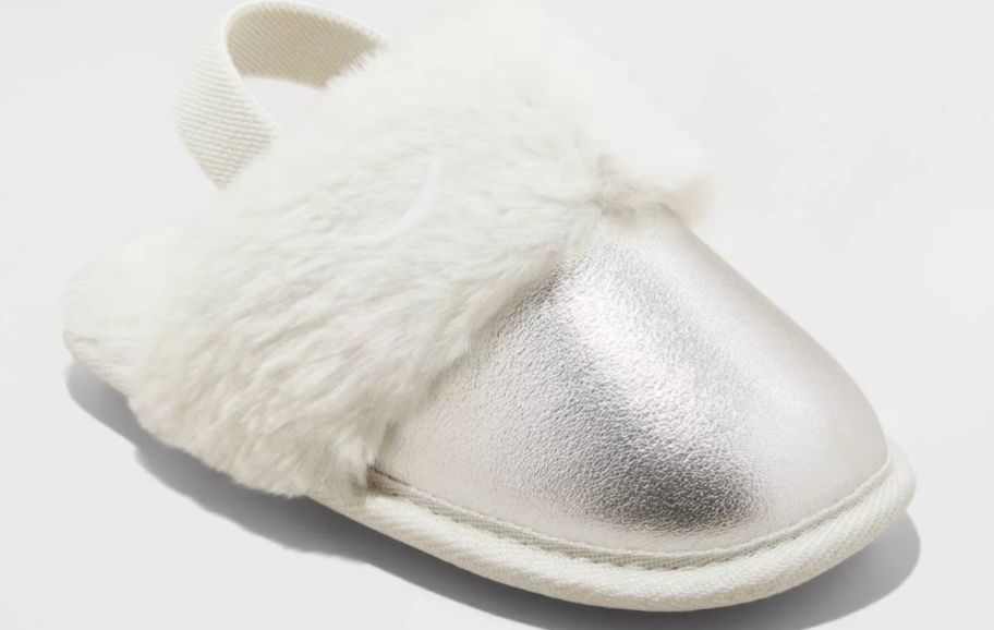 a kidss metallic scuff slipper