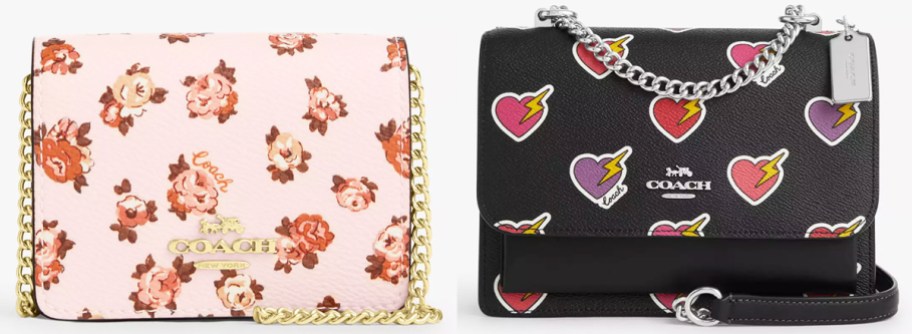 rose and heart bolt print crossbody bags