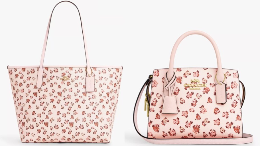 rose print tote and satchel bags