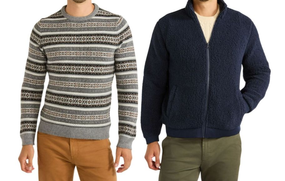 two men wearing sweaters stock image