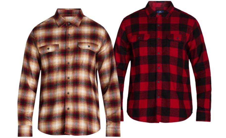 two mens flannel shirts