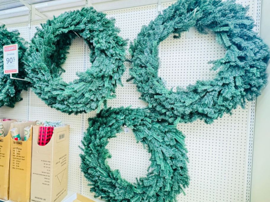 3 huge green christmas wreathes