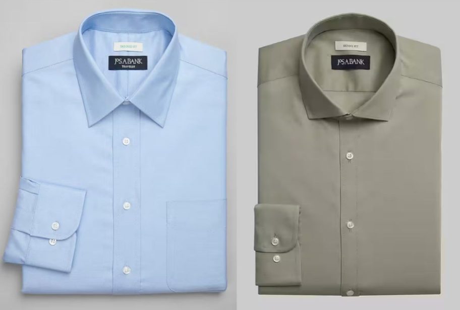 Stock images of two Jos A Bank Dress Shirts