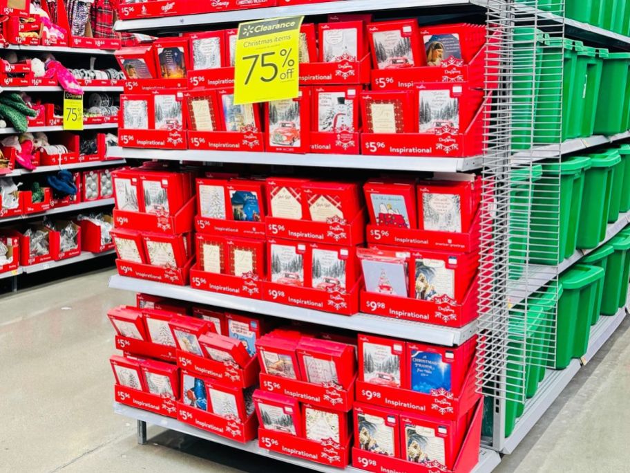 Boxes of Holiday Time Christmas Cards on clearance at Walmart