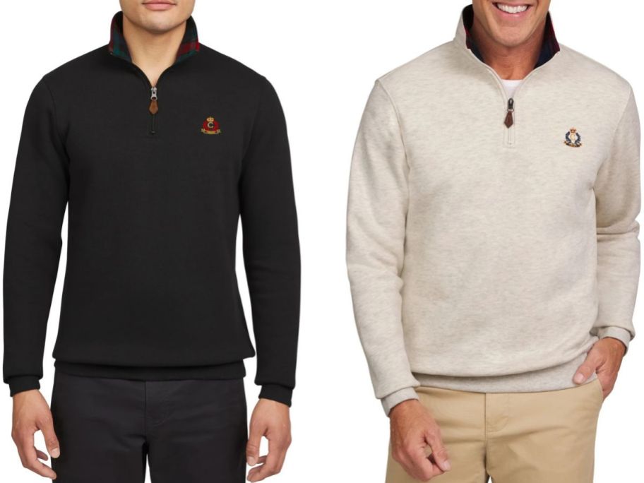 Stock images of two men wearing Fleece