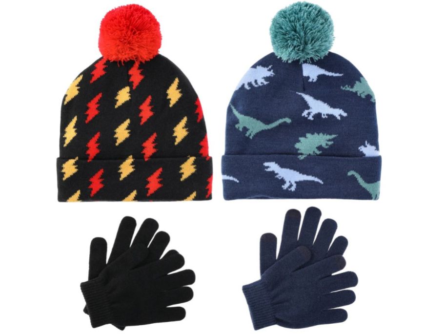 Wonder Nation Big Boys Glove and Hat Set w: Pom Pom