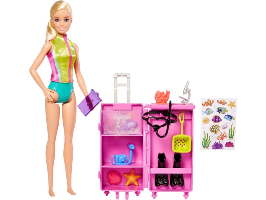 barbie with marine biology lab set