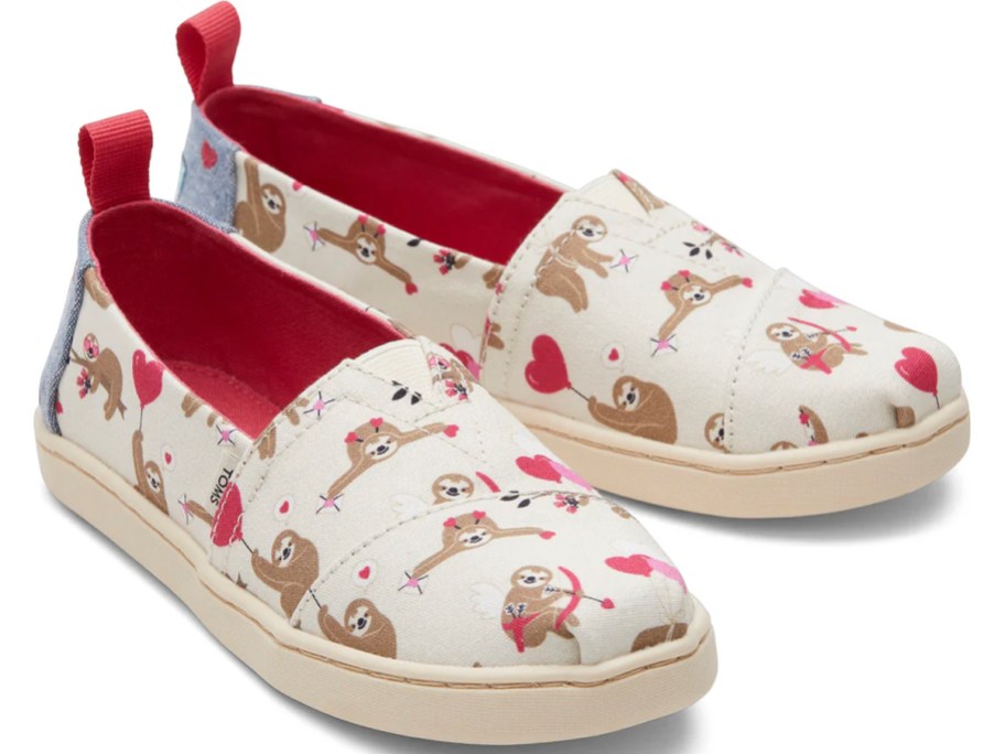 white sloth valentines shoes 