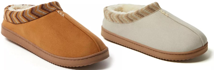 tan and white clog slippers