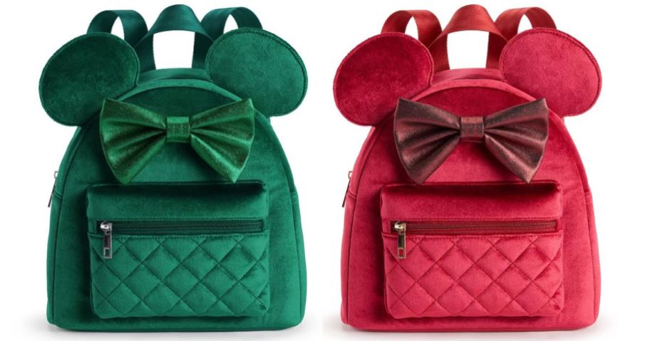 Disney Velvet Minnie Mouse Ears & Bow Backpacks