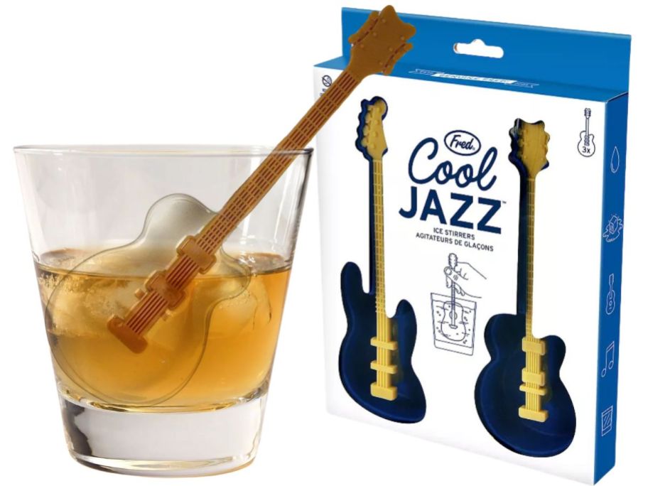 Drink stirrers that look like guitars