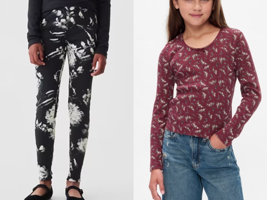 gap girls cozy leggings and pointelle shirt