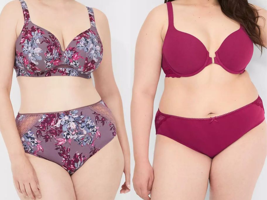 Stock images of two women wearing Lane Bryant bras and underwear