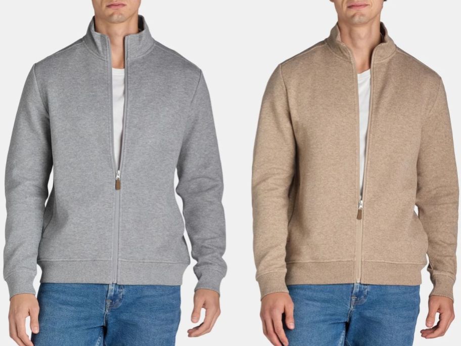 Stock images of two men wearing George Men's Full Zip Jackets