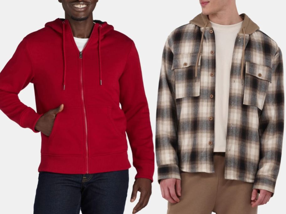 Stock images of two men wearing walmart jackets