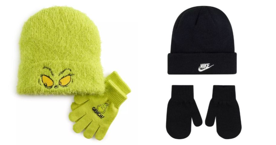 kids hat and glove set stock images