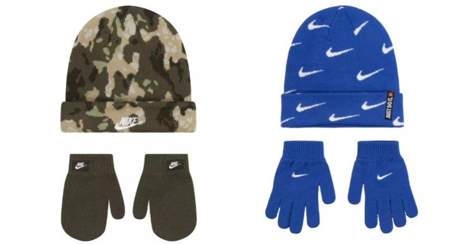 nike beanie and glove set stock images