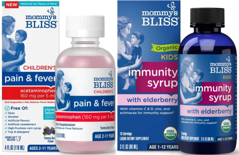 mommys bliss pair reliever and immunity supplements stock images