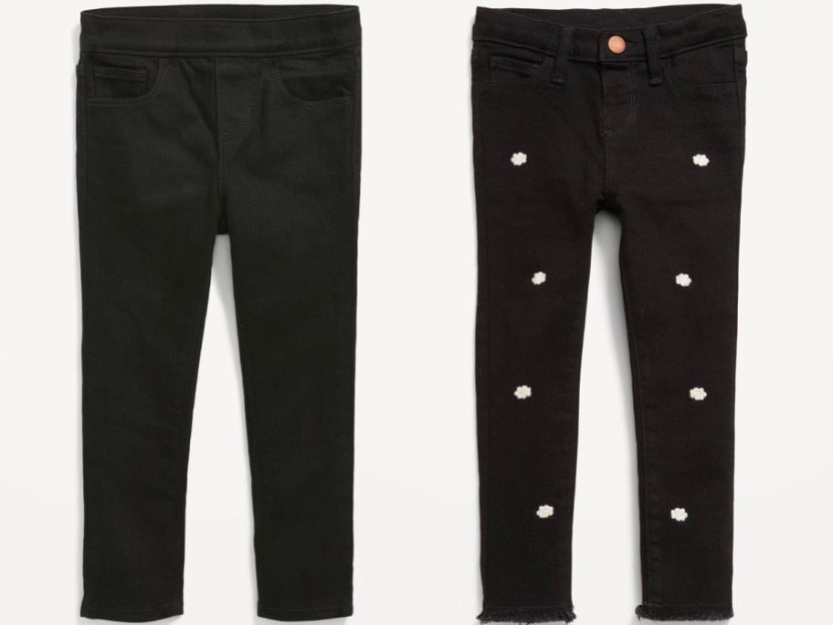 two pairs of black toddler girl pants 