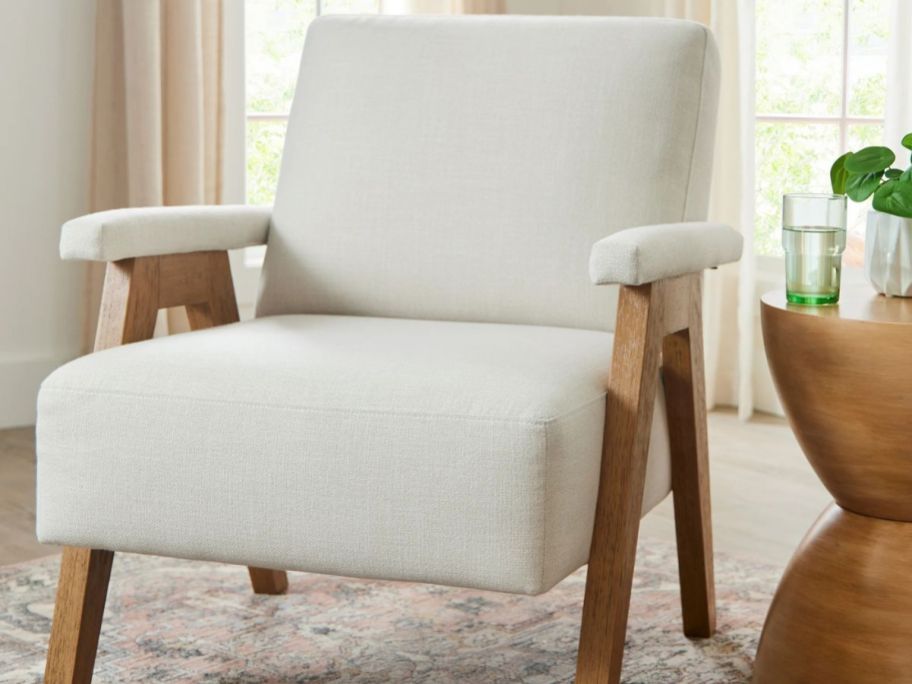 A white accent chair