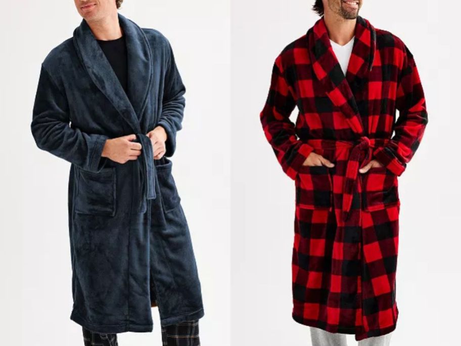 Stock images of two men wearing Sonoma Goods For Life Men's Plush Robes