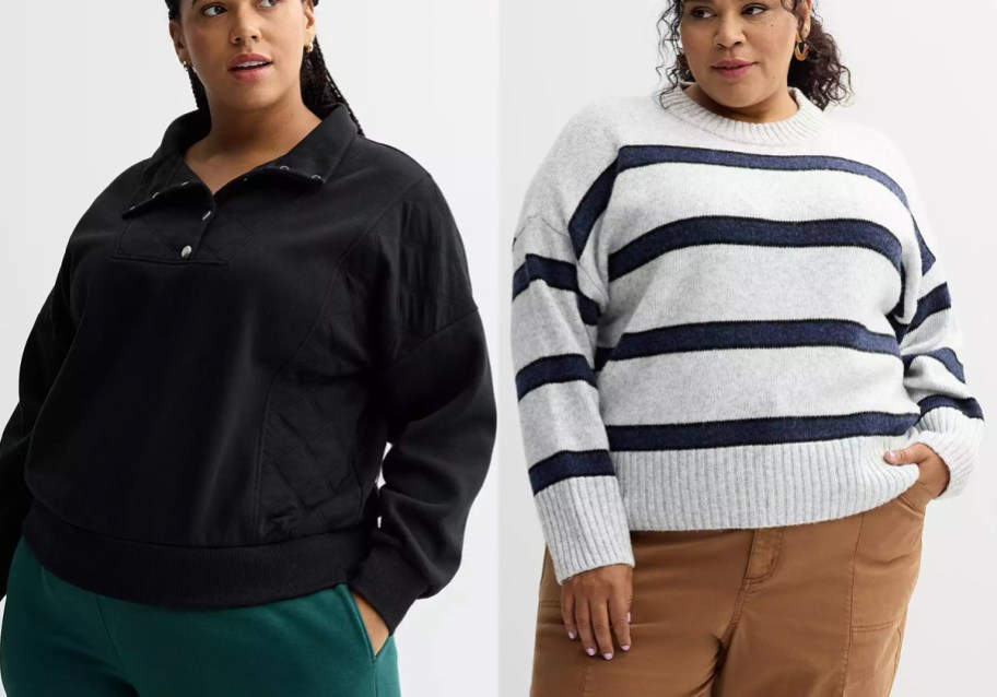 Sonoma Goods For Life Quilted Fleece Sweatshirt and Classic Sweater